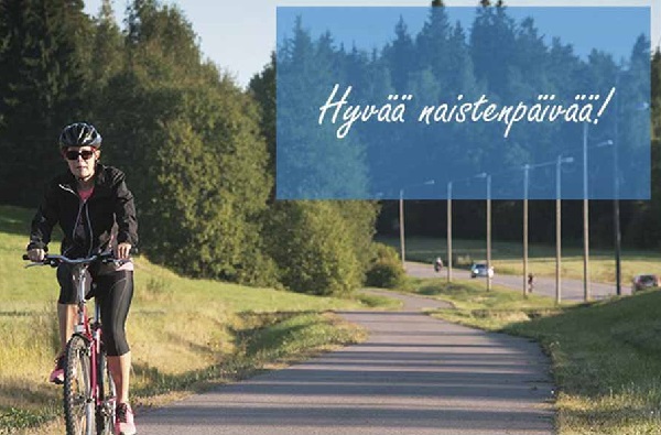 8 марта в Финляндии в 2026 году 
        Типичный плакат с поздравлением, где женщина при деле www.heihei.ru